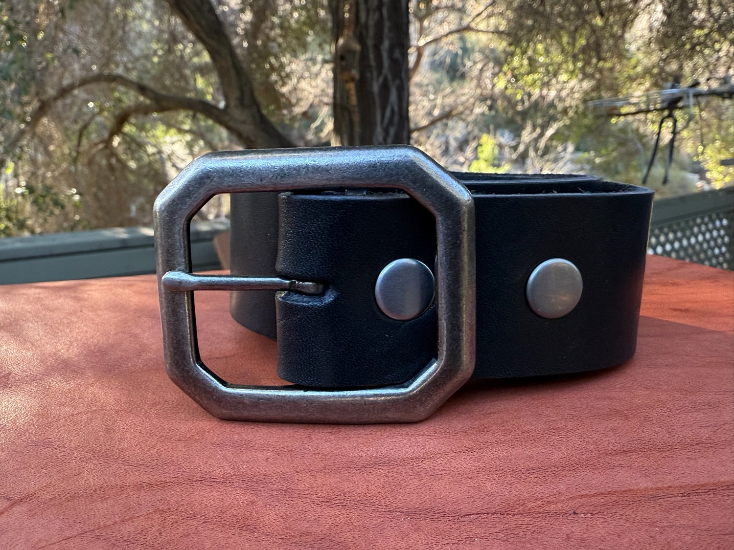 Full Grain Leather Belt Black - Hand Made in Topanga, Calif.