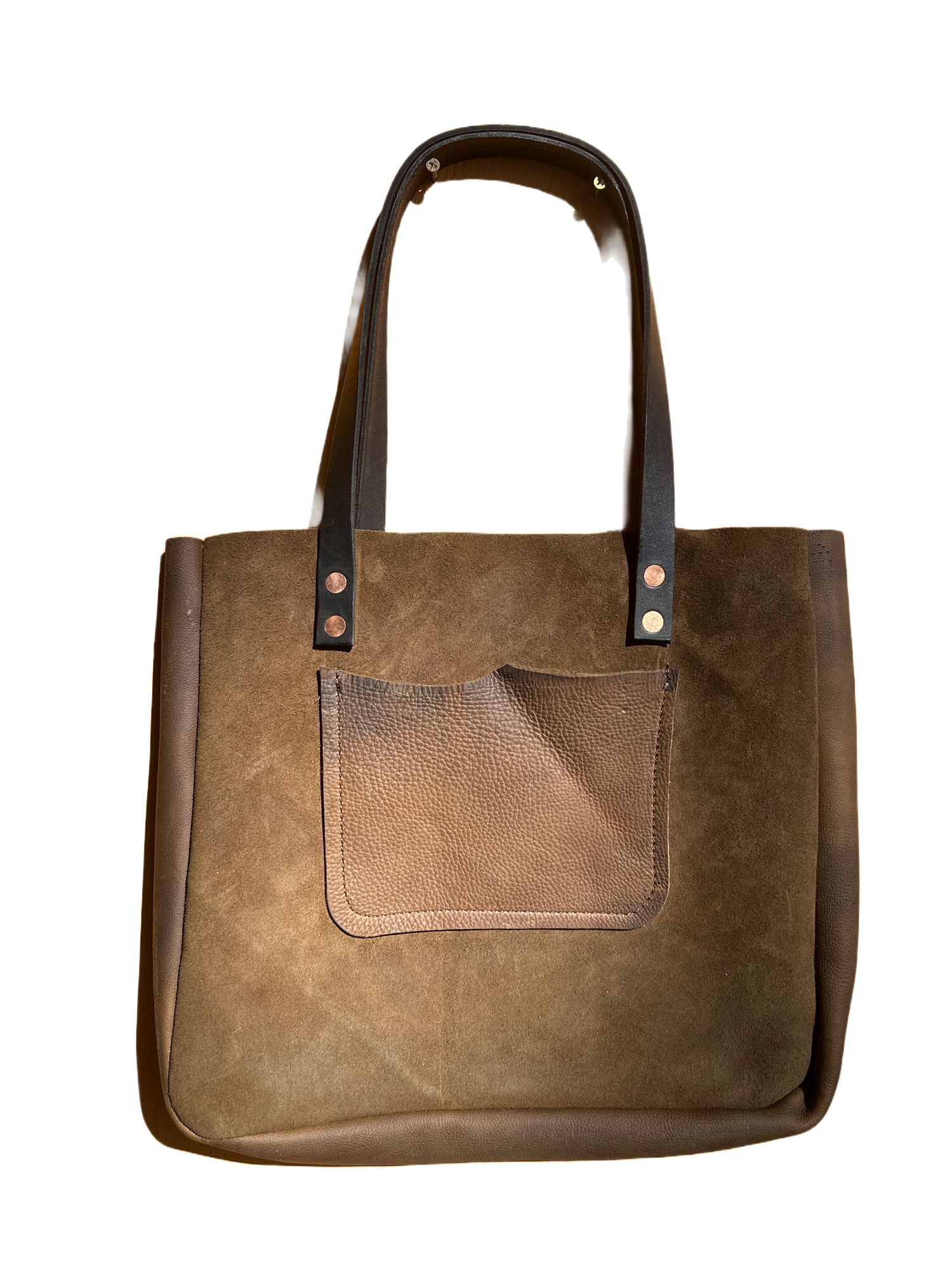 Leather Tote Bag with copper rivets #1
