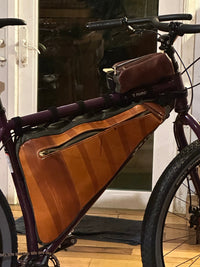 Premium Deep Chocolate Bicycle Leather  Frame Bag