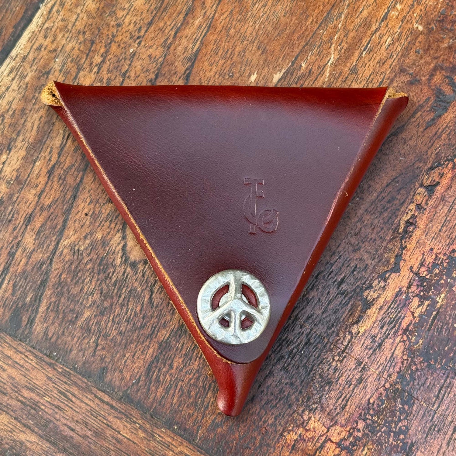 Premium Line Full Grain Leather Triangle Coin Pouch - Hand Made in Topanga, Calif.