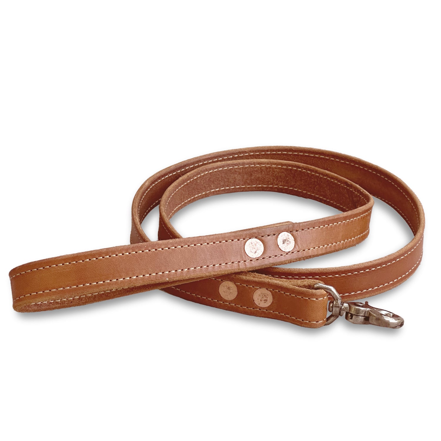 Full Grain Leather Dog Leash With Stitching - Hand Made in Topanga, Calif.
