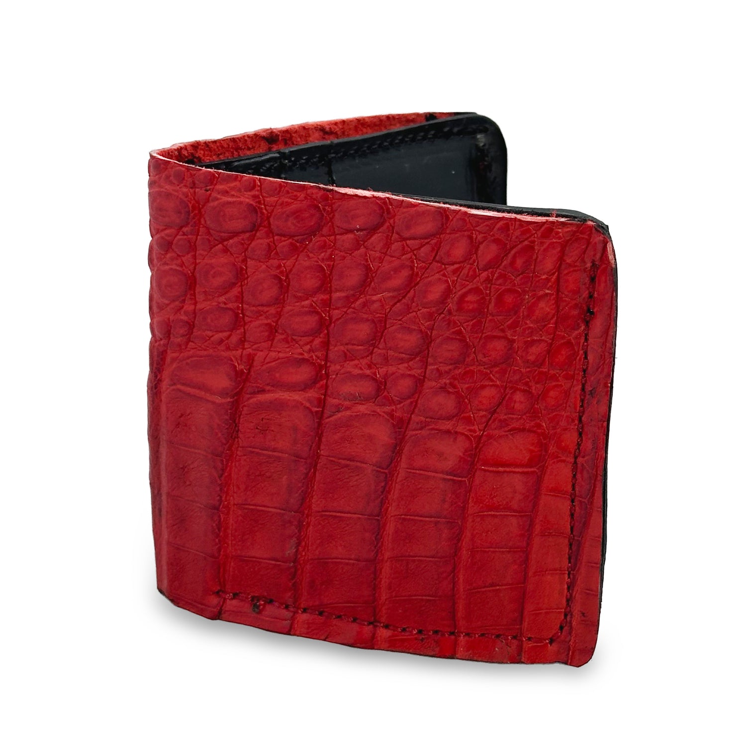 Topanga Canyon Classic Bi-fold Wallet in Red Caiman (Alligator Family)