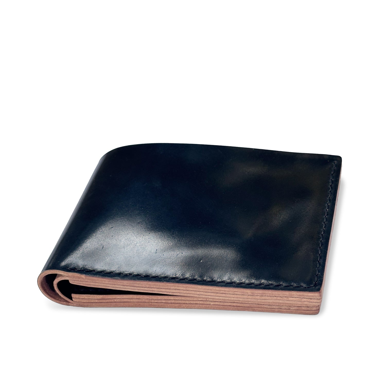 Savino Bi-fold Wallet Black Rocado Shell Cordovan