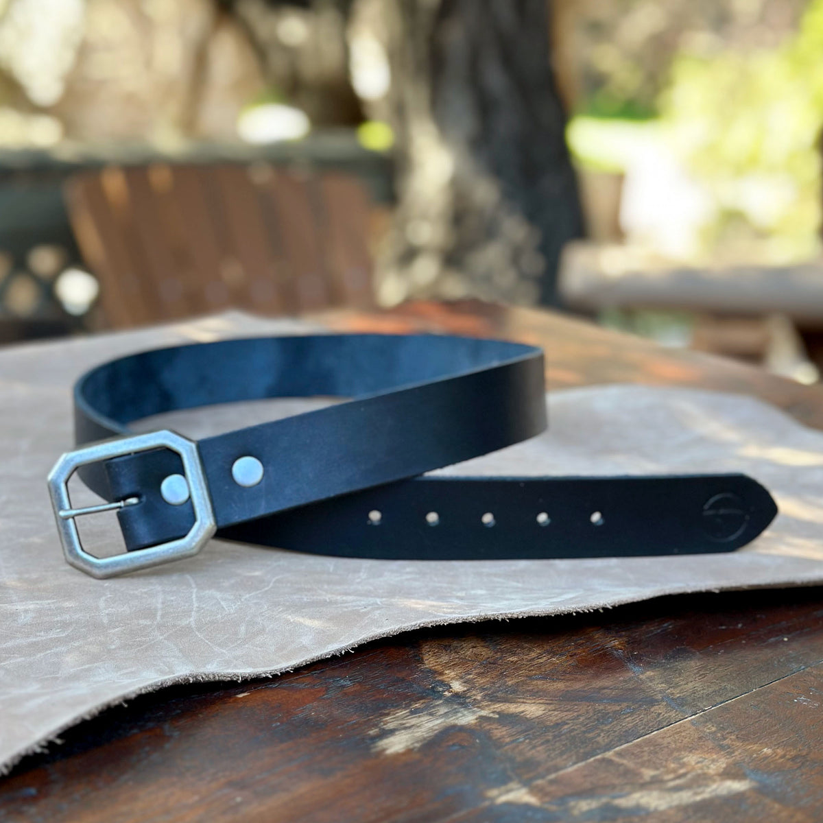 Full Grain Leather Belt Black - Hand Made in Topanga, Calif.