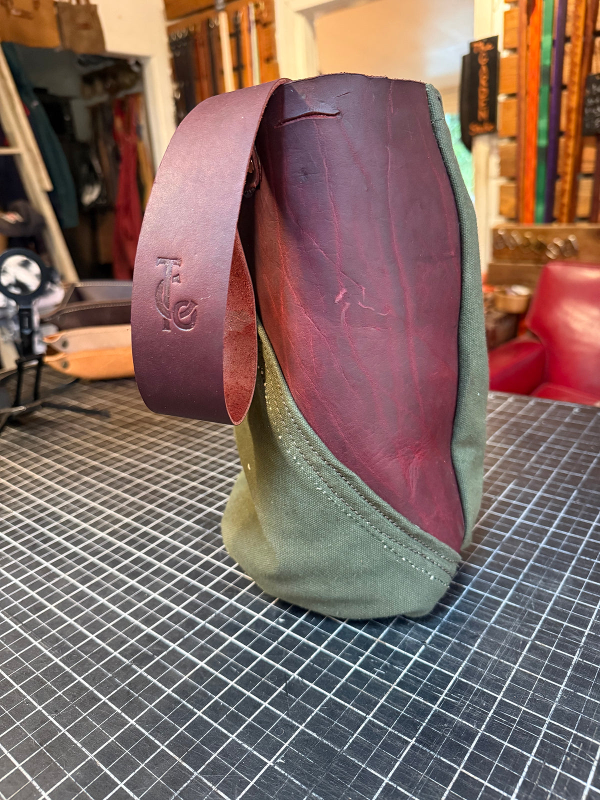 Leather and Military Canvas Bag