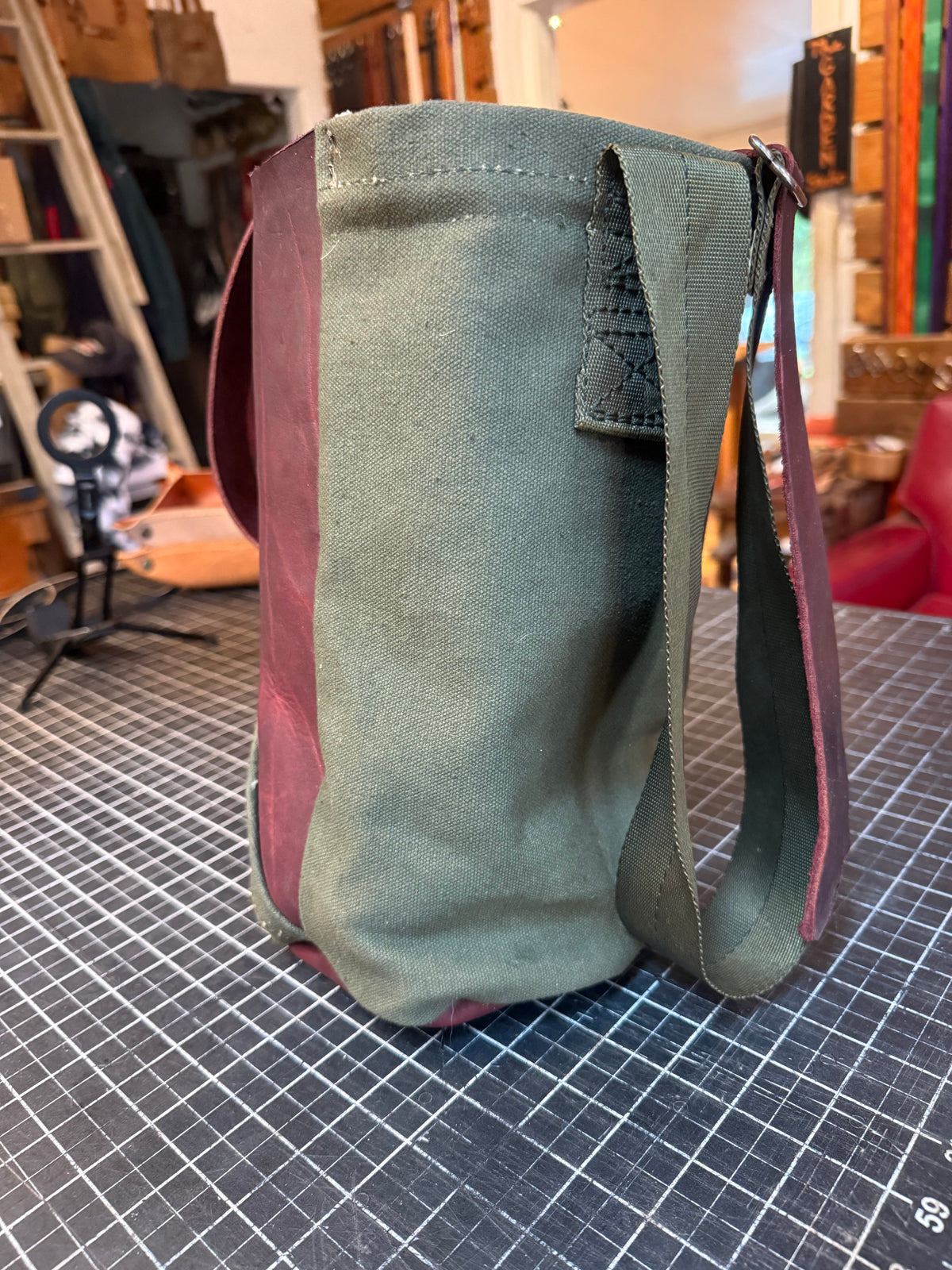 Leather and Military Canvas Bag
