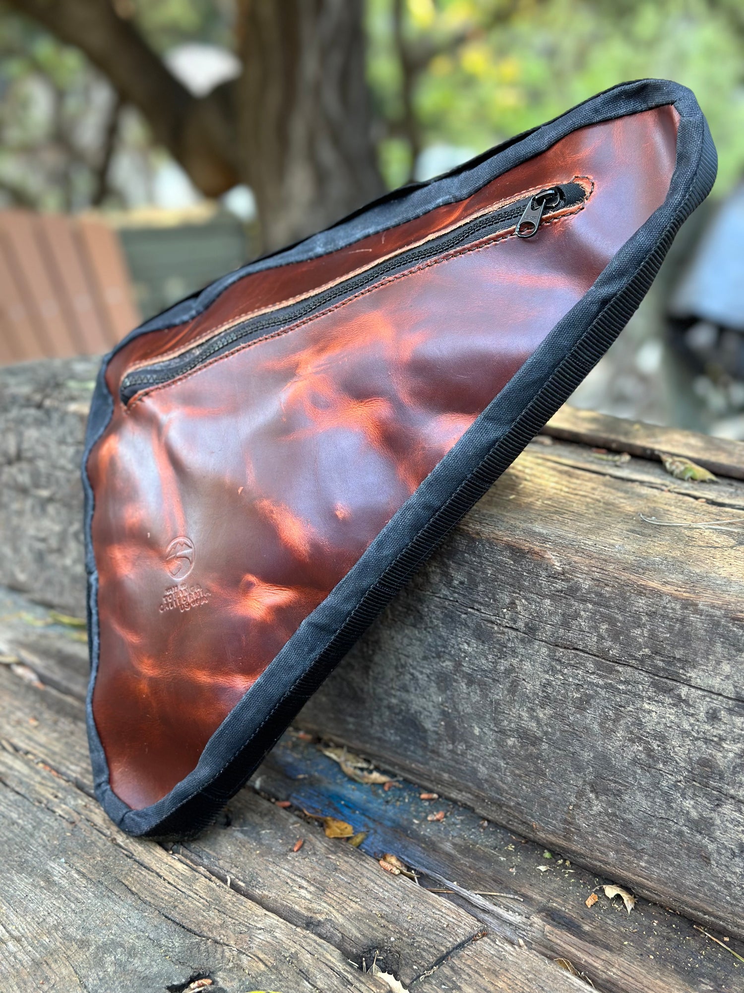 Premium Deep Chocolate Bicycle Leather  Frame Bag