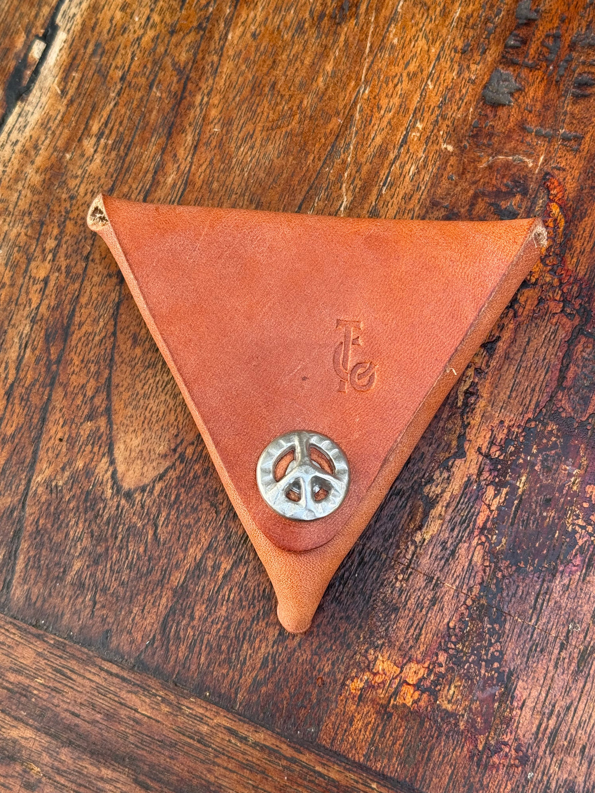 Premium Line Full Grain Leather Triangle Coin Pouch - Hand Made in Topanga, Calif.
