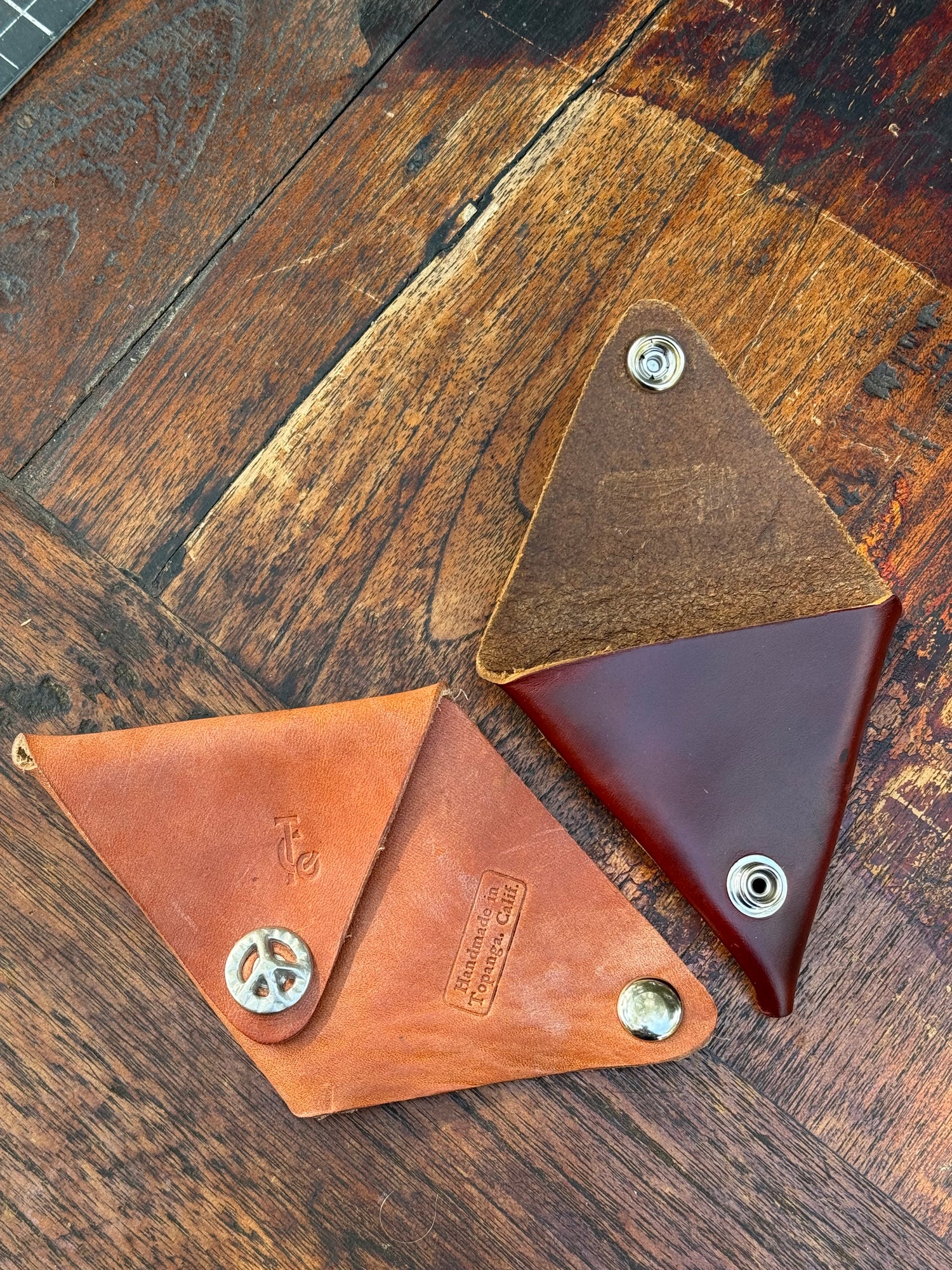 Premium Line Full Grain Leather Triangle Coin Pouch - Hand Made in Topanga, Calif.