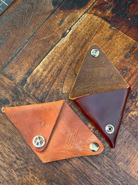Premium Line Full Grain Leather Triangle Coin Pouch - Hand Made in Topanga, Calif.