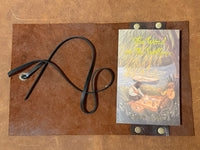 Leather  Book Cover with a book.  1984, Wind in The Willows, Dylan Thomas Poems or  Animal Farm
