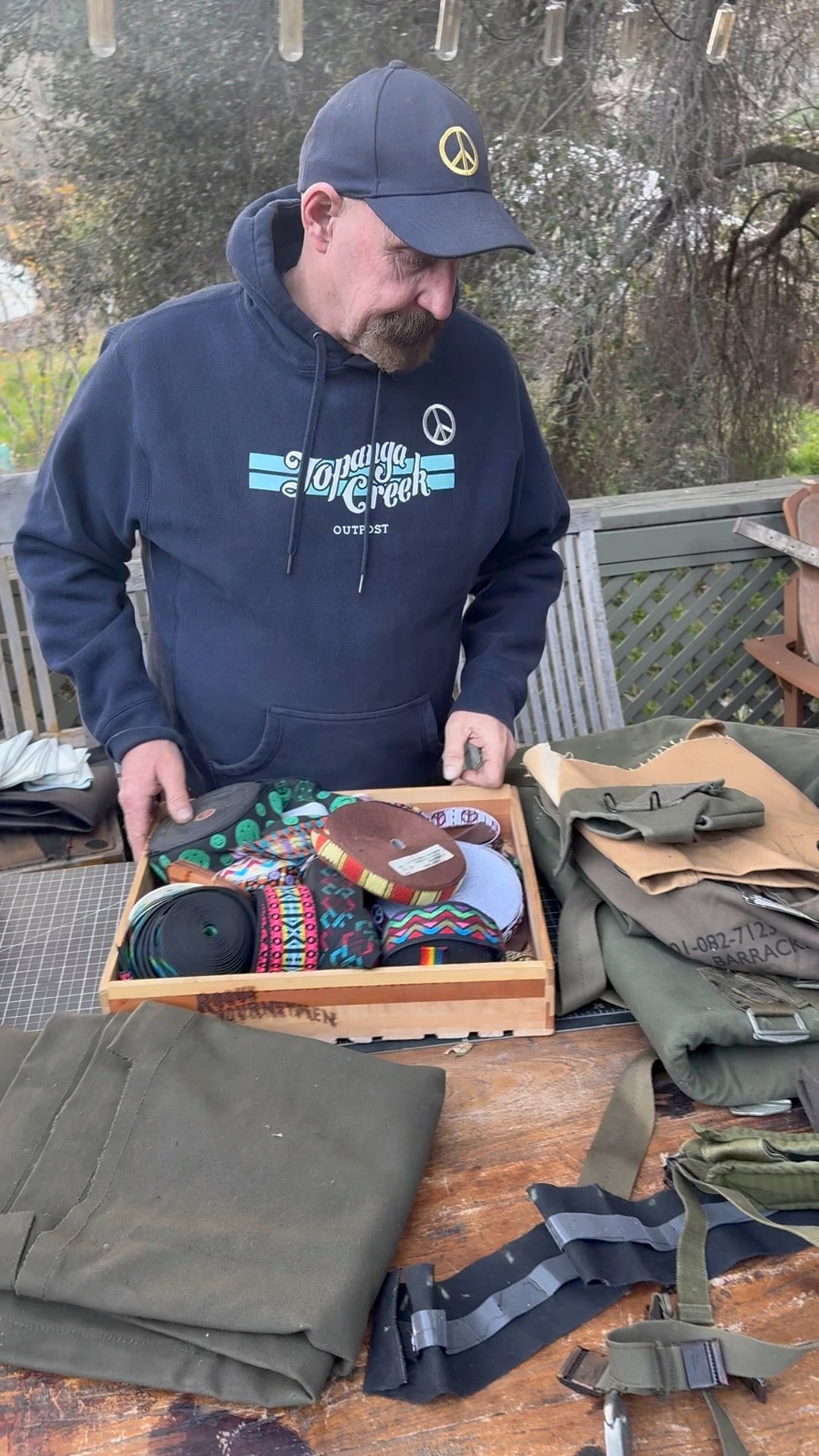 Workshop: Make a bag.   Be creative with leather and vintage military surplus