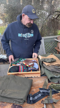 Workshop: Make a bag.   Be creative with leather and vintage military surplus