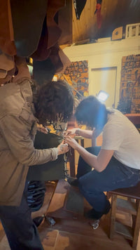 Workshop: Make a bag.   Be creative with leather and vintage military surplus