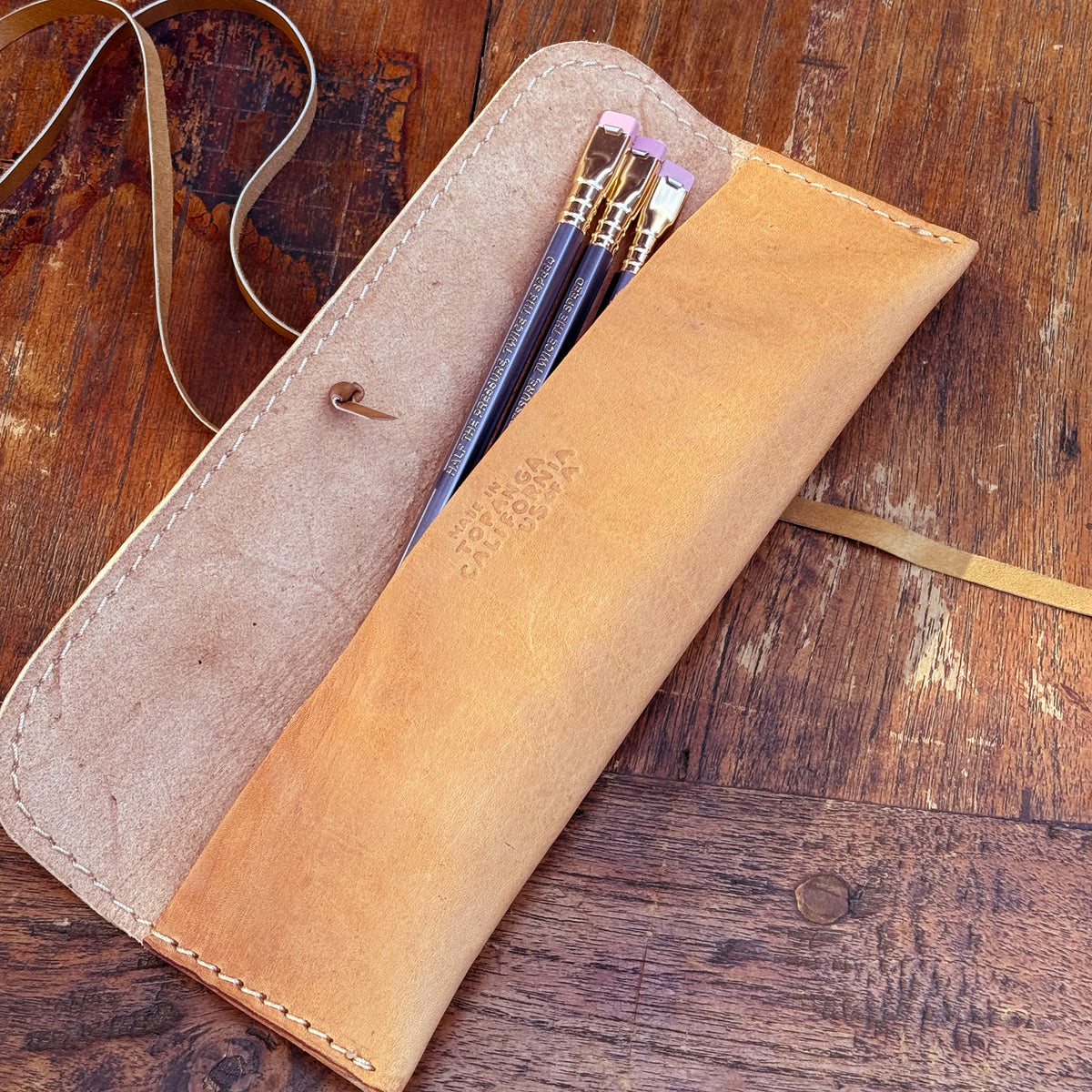 Premium Line Leather Pencil Case that Accommodates Standard and Blackwing Pencils
