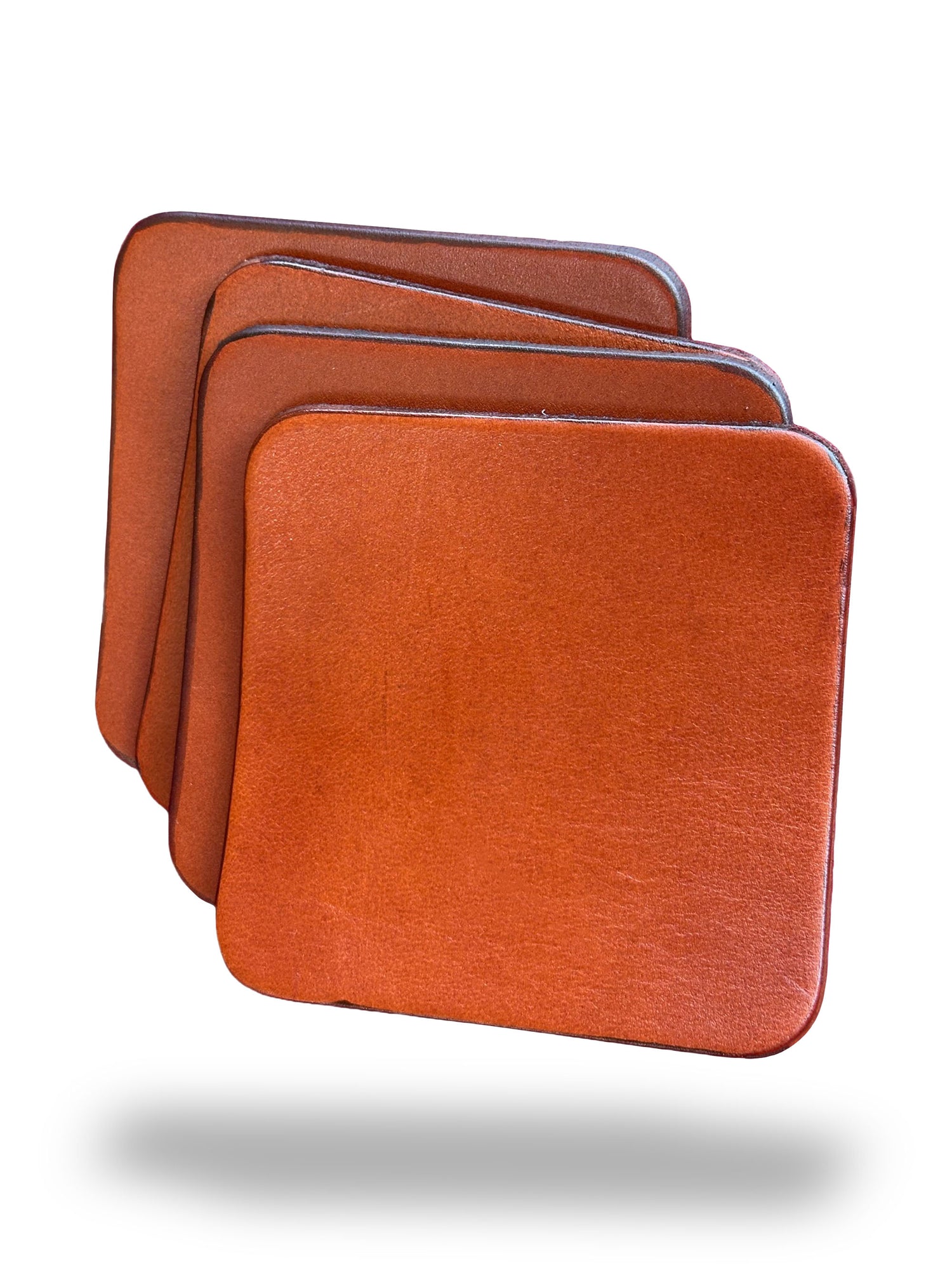 Square Leather Coasters, Plain, Customizable - Set of 4