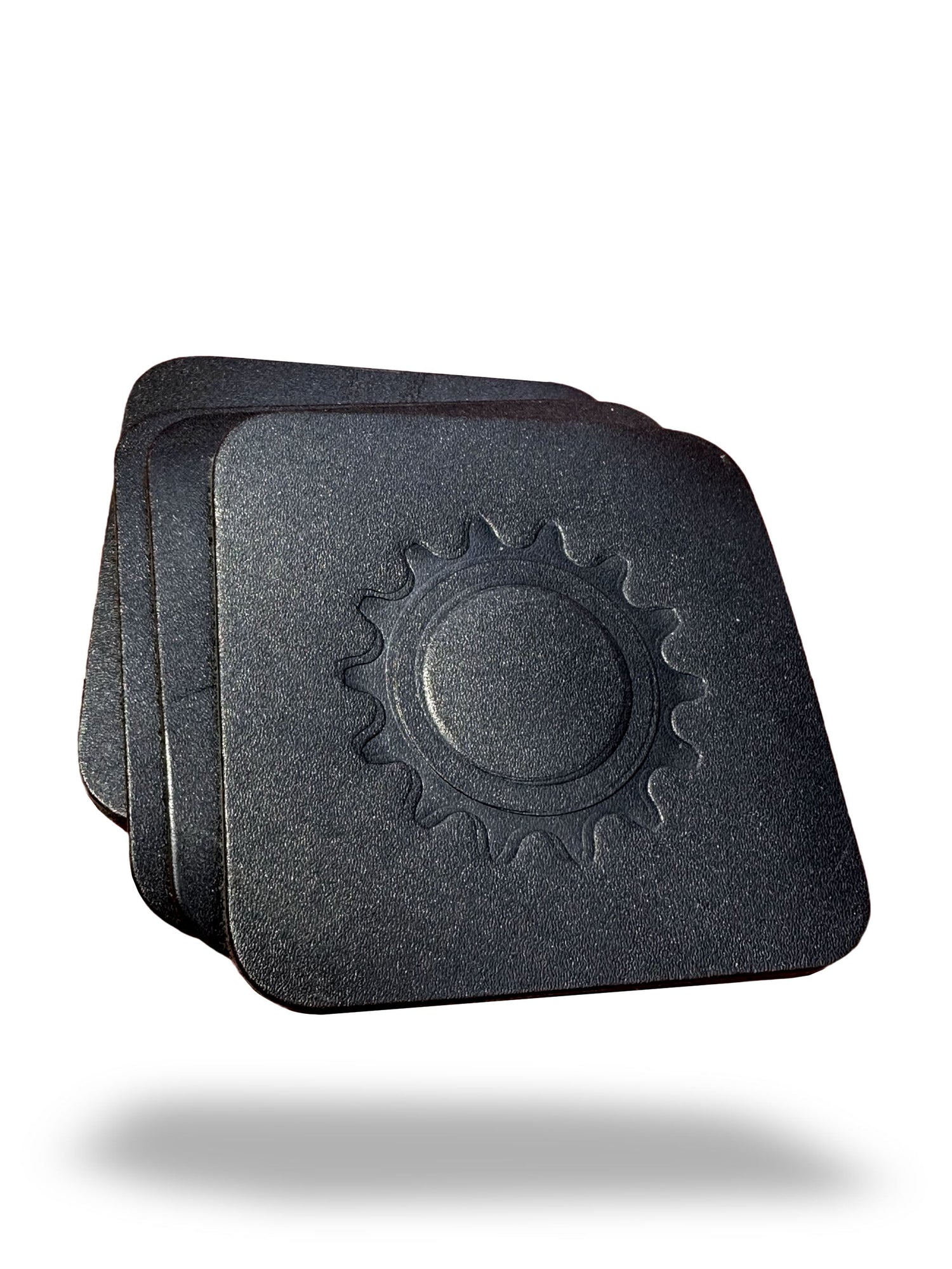 Square Leather Coasters with Bicycle Cog Design - Set of 4
