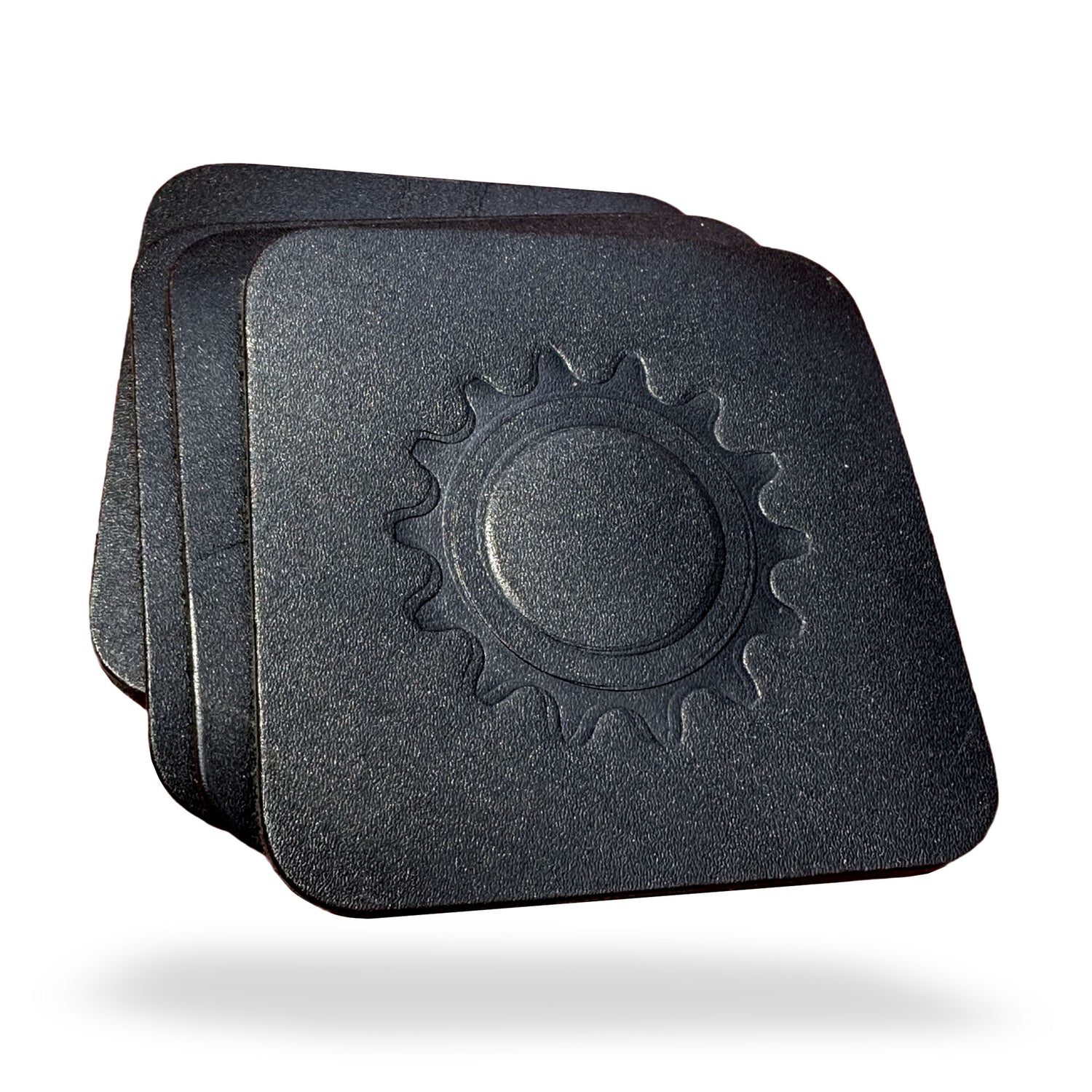 Square Leather Coasters with Bicycle Cog Design - Set of 4