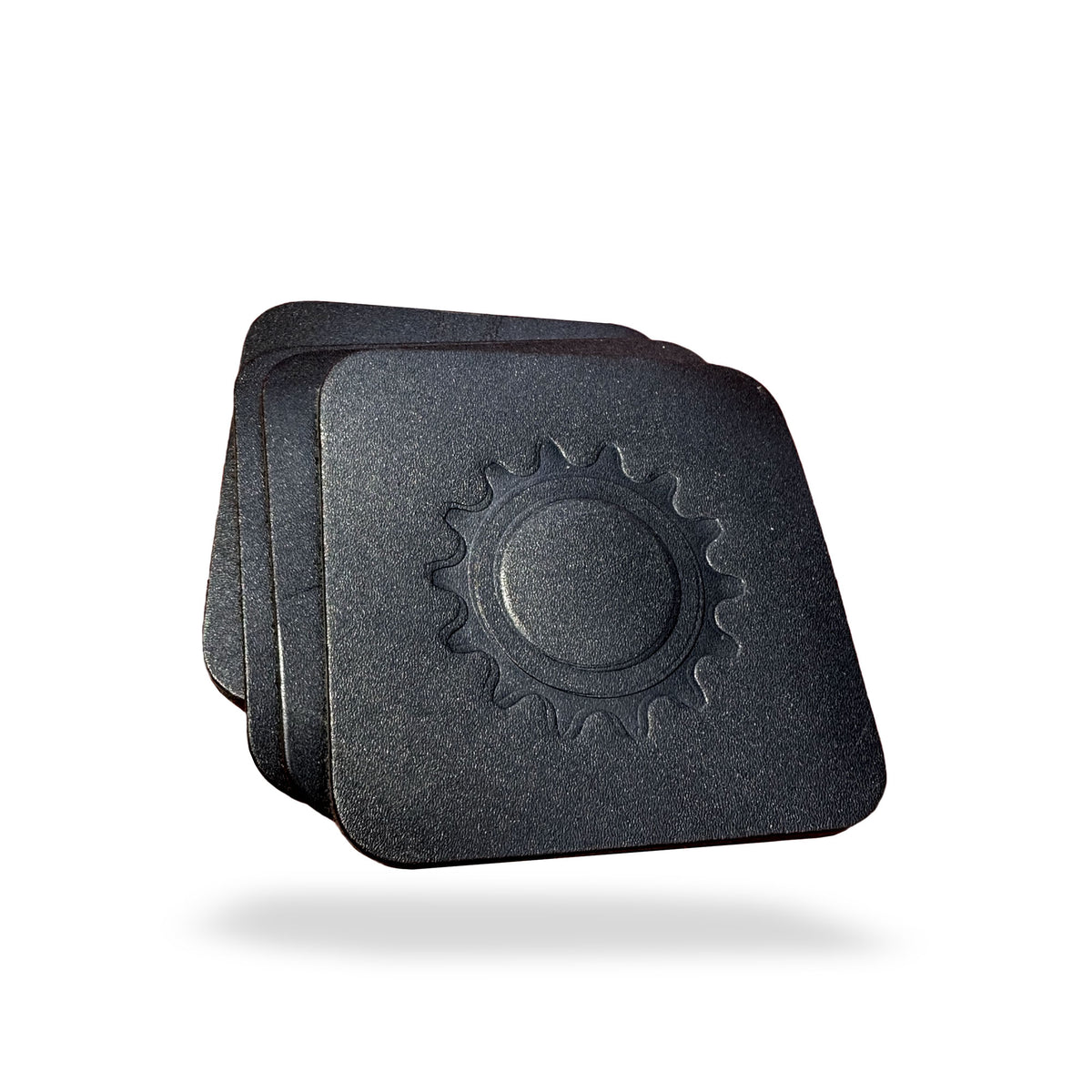 Square Leather Coasters with Bicycle Cog Design - Set of 4