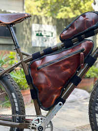 Premium Deep Chocolate Bicycle Leather  Frame Bag