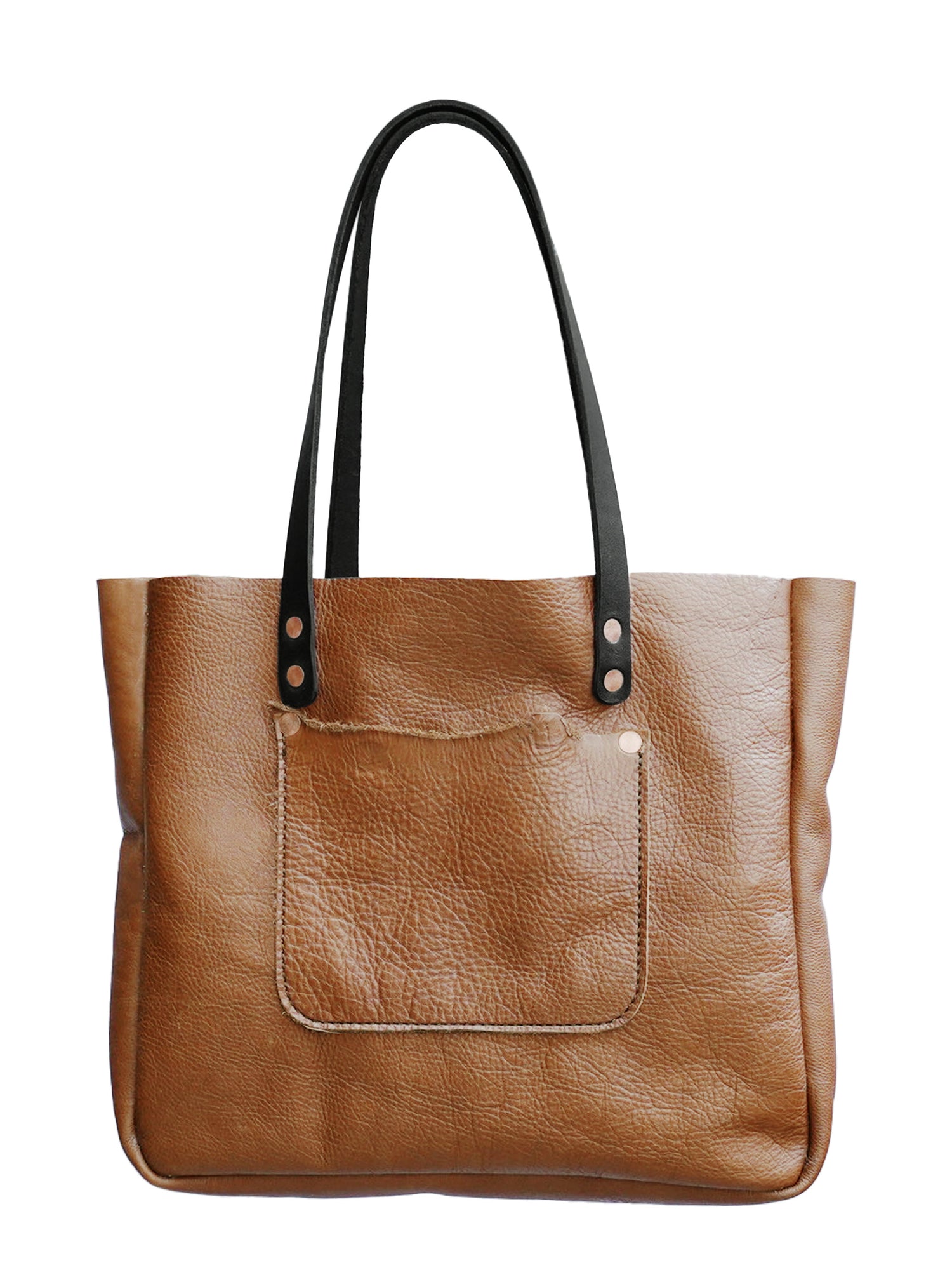 Brown Leather Tote Bag with copper rivets #3