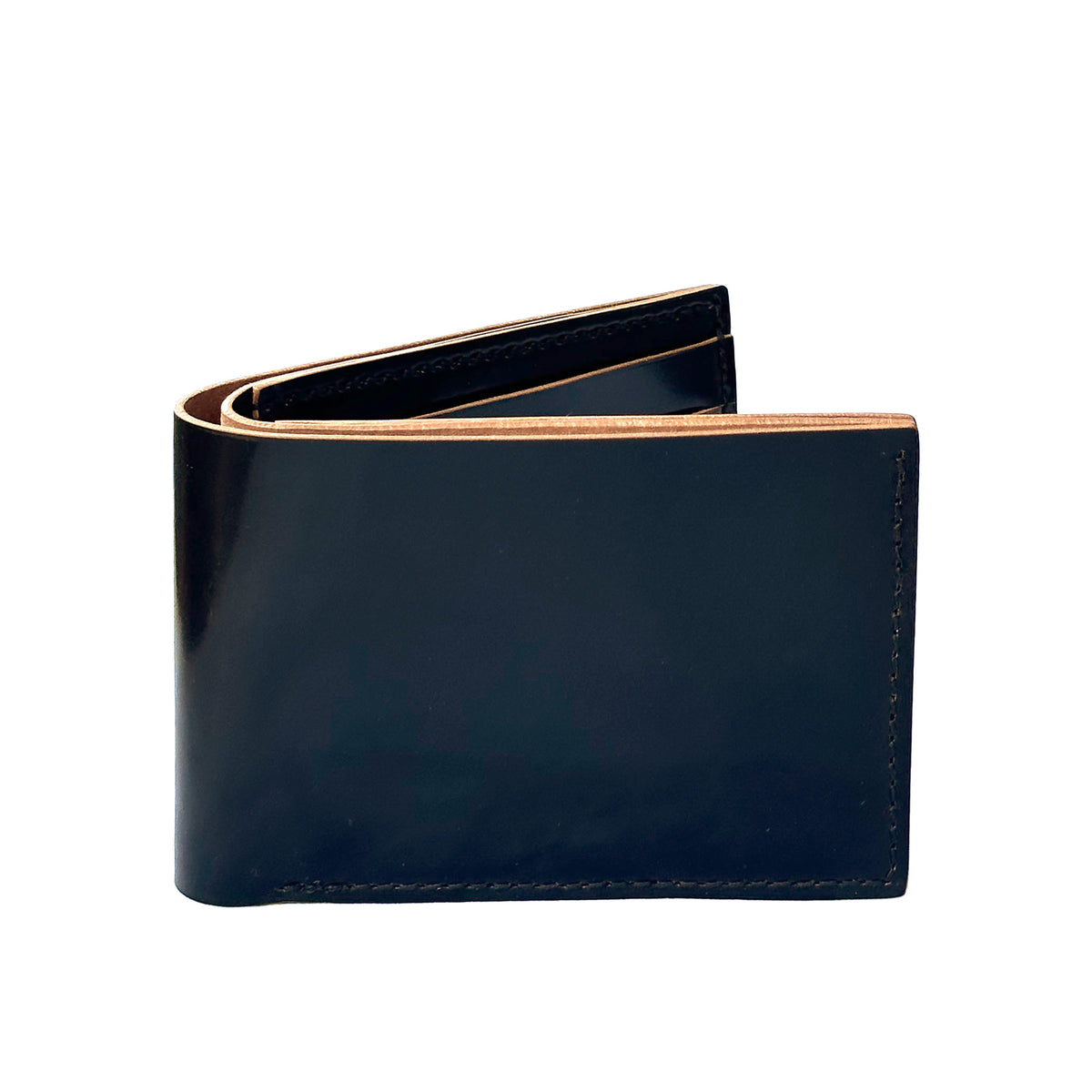 Savino Bi-fold Wallet Black Rocado Shell Cordovan